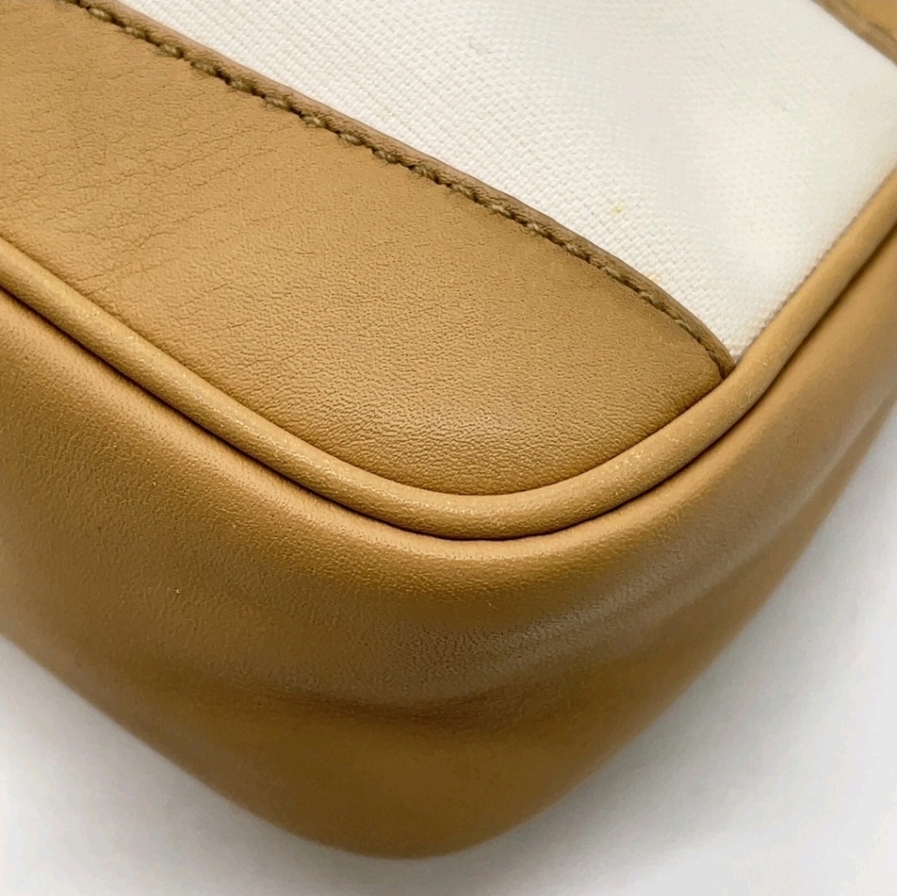 Auth Gucci GG Plate Hianvas Leather Beige White Mini Pouch BAG - Picture 8 of 16